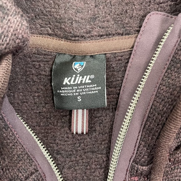 KUHL Fleece Jacket Ascendyr Womens Small Burgundy Brown Hoodie Full Zip Gorpcore - Picture 6 of 11